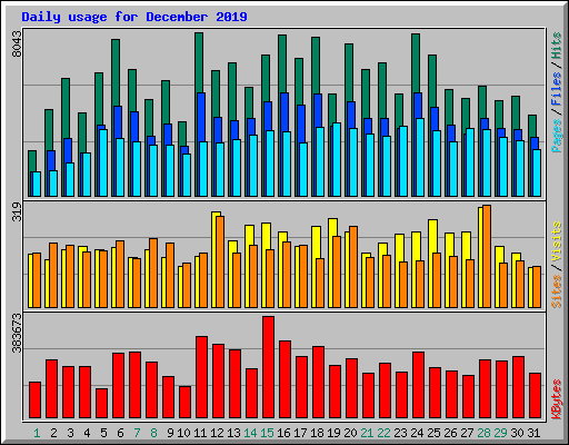 Daily usage for December 2019